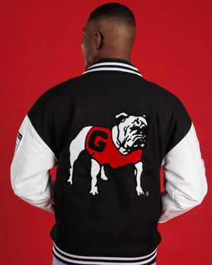 Black-UGA-Varsity-Letterman-Jacket-Back-View