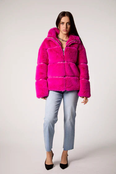 Buy Blue Revival Womens Mob Wife Unreal Leather Fur Jacket