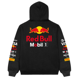Buy Vintage Red Bull Big Embroidered Logo Racing Hoodie Black