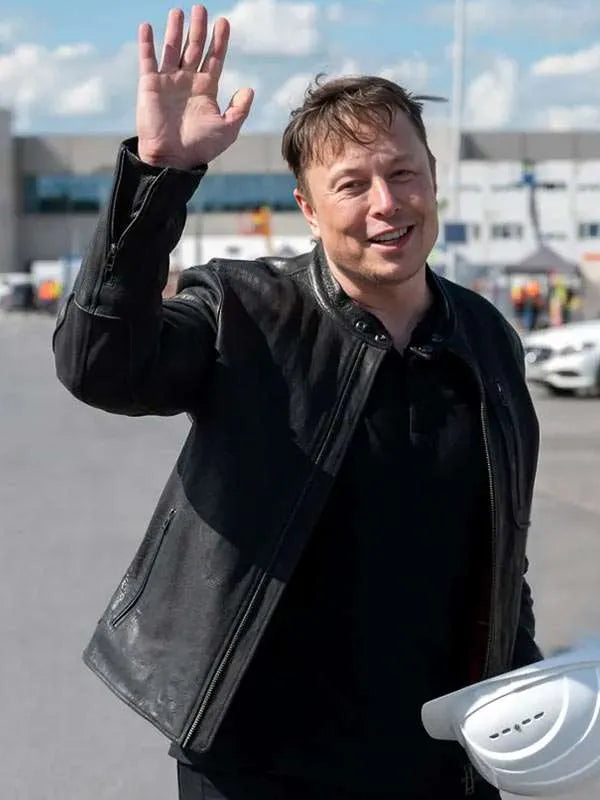 Cafe Racer Elon Musk Black Leather Jacket