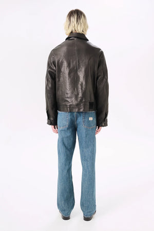 Casual leather blouson jacket