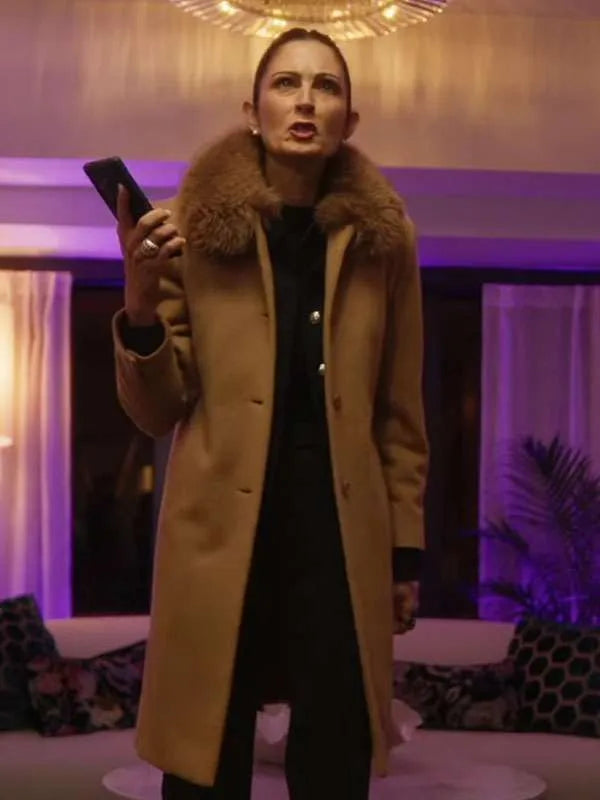 Rachel Petsiavas Christmas in Mistletoe Brown Fur Coat