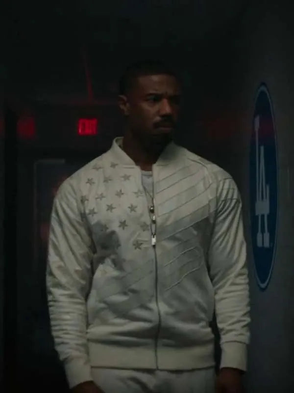 Michael B. Jordan Creed III White Bomber Jacket