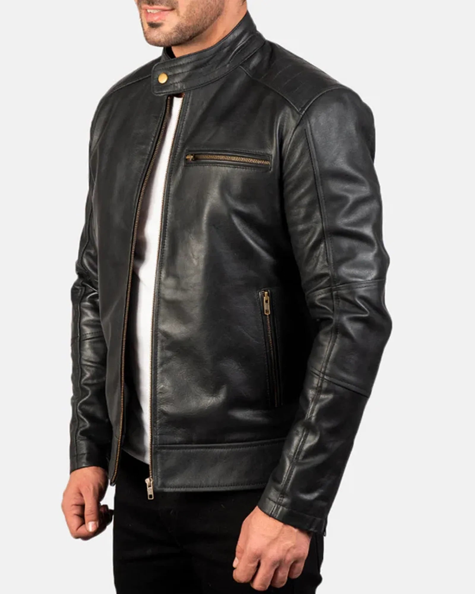 Dean Black Leather Biker Jacket