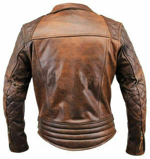 Distressed Leather Quilted Biker Jacket Buy