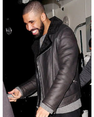 Drake Black Shearling Leather Jacket
