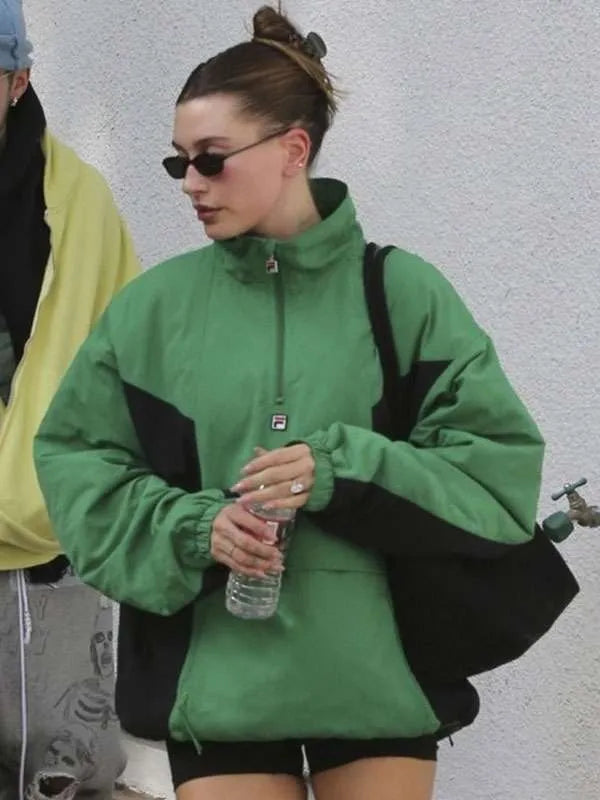 Hailey Bieber Green Anorak Jacket