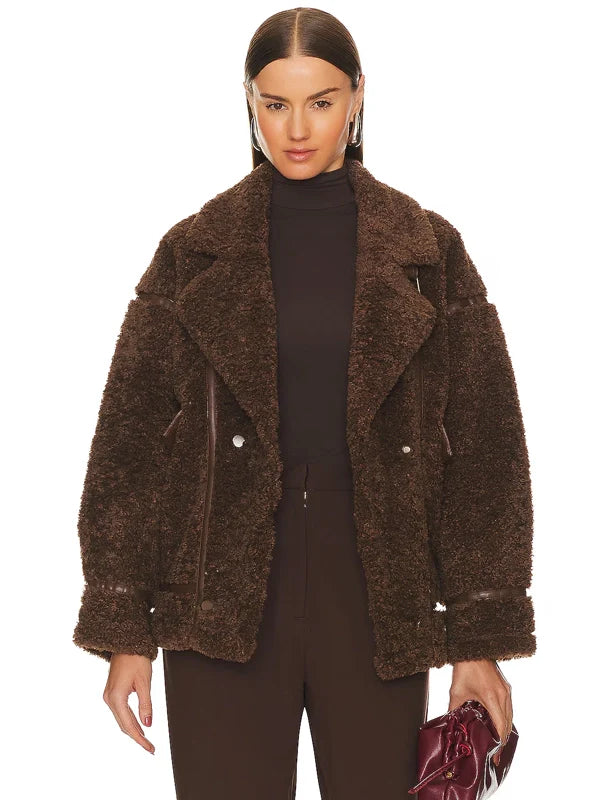 LAMARQUE-Badu-Oversized-Faux-Shearling-Jacket-Brown