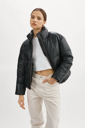 LAMARQUE-Iris-Leather-Puffer-Jacket-Black