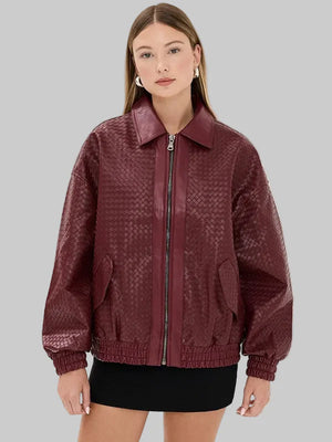 LIONESS-Kenny-Bomber-Leather-Jacket-Burgundy