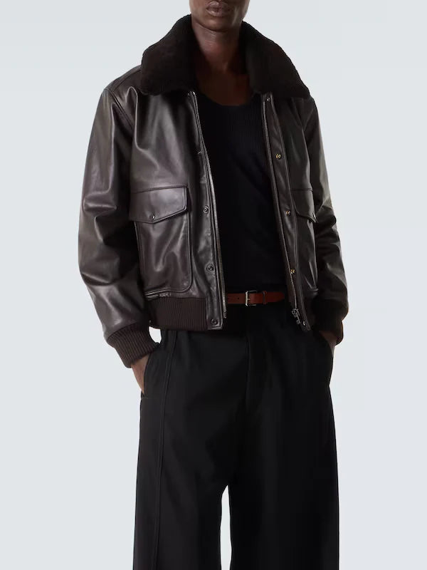 Lemaire-Shearling-Collar-Leather-Jacket