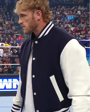 Logan-Paul-Blue-and-White-Varsity-Jacket-For-Sale