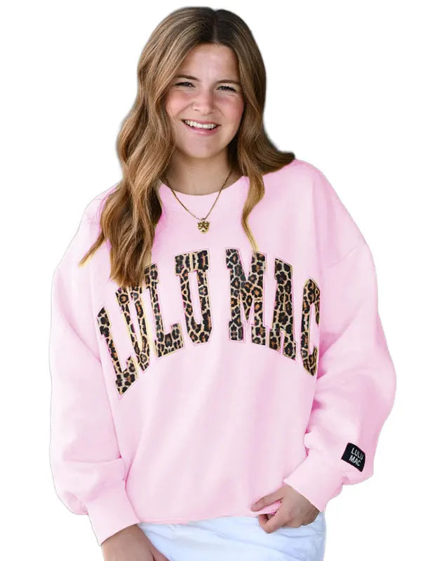 Lulu Mac Sweatshirt Cheetah Print Pink