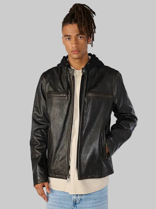 Men’s Black Cafe Racer Leather Jacket