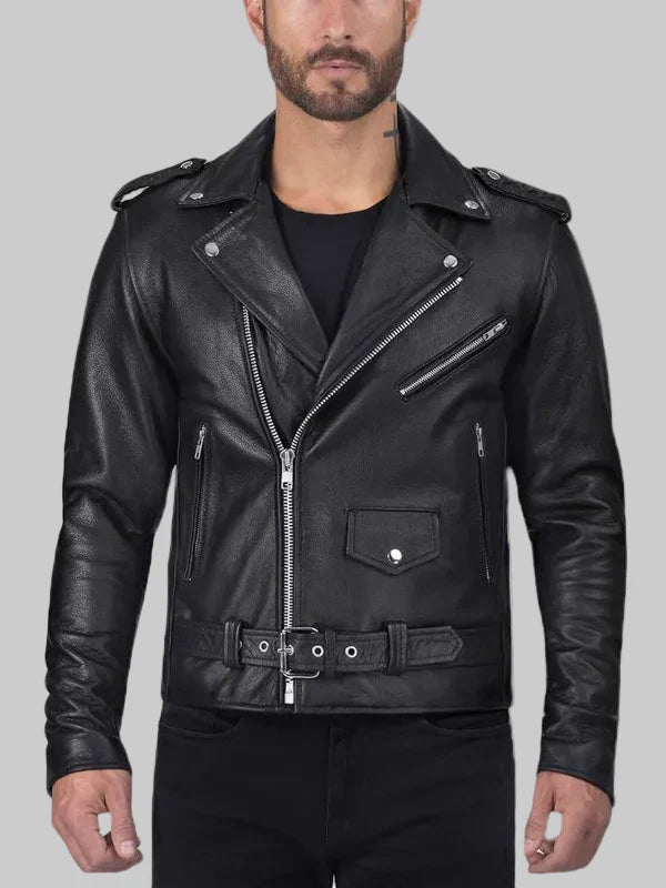 Men’s Brando Black Biker Leather Jacket