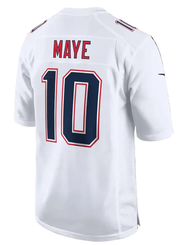 Mens-Nike-Drake-Maye-Tundra-New-England-Patriots-Game-White-Jersey