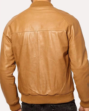 Mens-Tan-Brown-Bomber-Leather-Jacket-Back