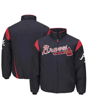Mens Starter Atlanta Braves Varsity Satin Full-Snap Jacket