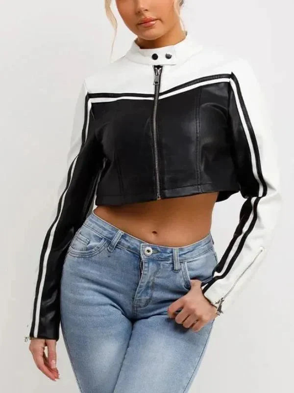 NBA-All-Star-Celebrity-Game-2026-Jenna-Bandy-Cropped-Two-Tone-Leather-Jacket