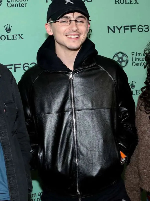 Timothee Chalamet NYFF63 Black Leather Jacket