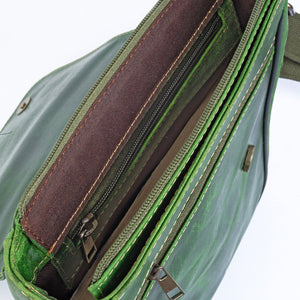 Vintage Leather Crossbody Bag, Green Zing Apparel