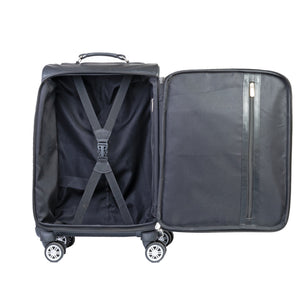 Premium Leather Cabin Trolley Bag, Black Zing Apparel