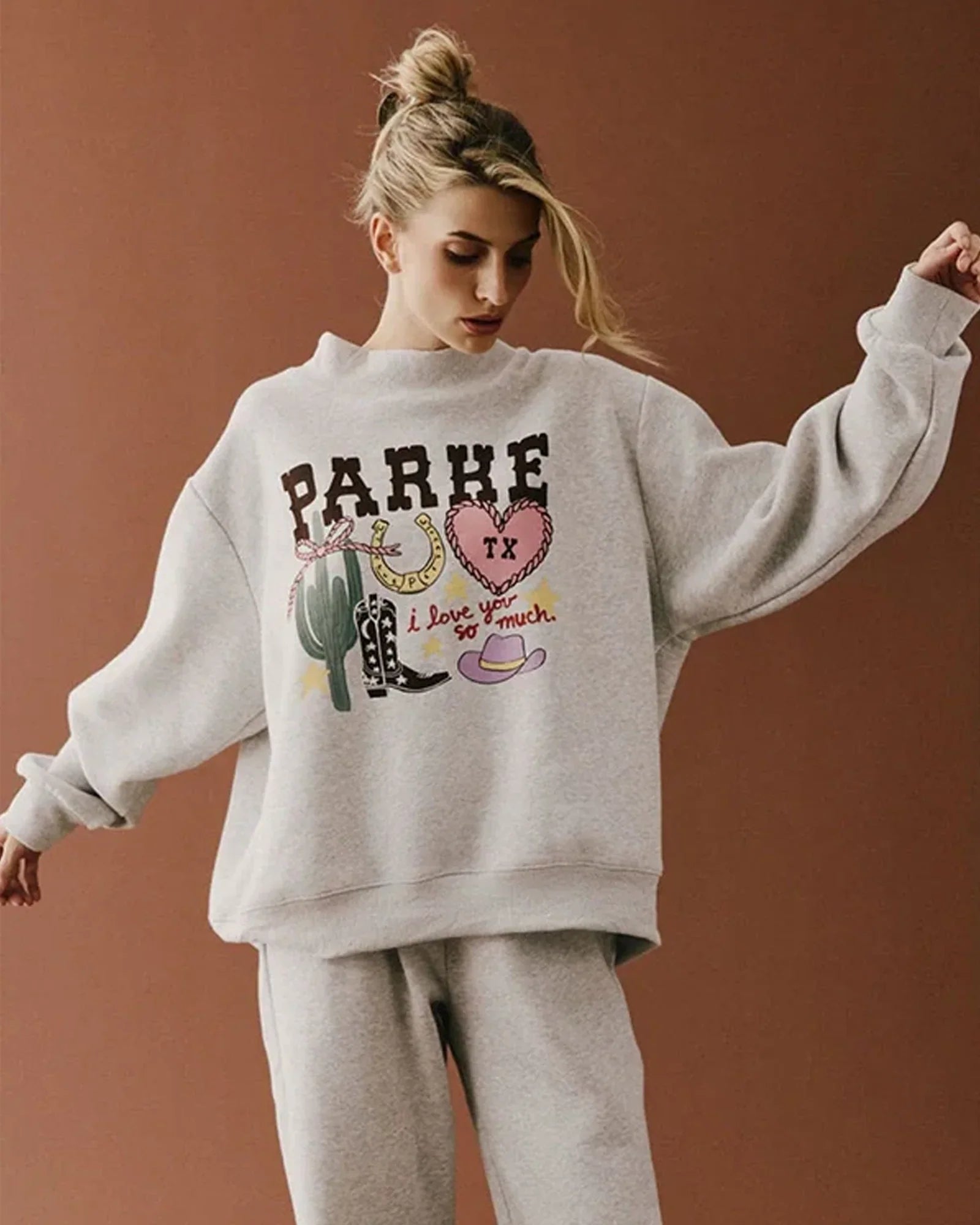 Parke Texas Graphic Mockneck Sweatshirt