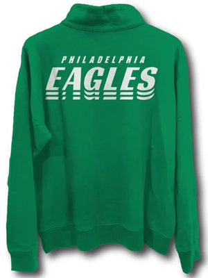 Philadelphia-Eagles-Mens-Kelly-Green-Mock-Neck-Long-Sleeve-Qtr-Zip-Fashion-Pullover