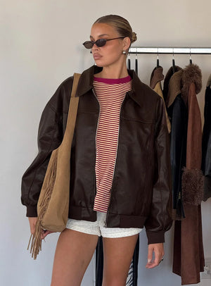 Princess-Polly-Goldsmith-Faux-Leather-Bomber-Jacket-Brown