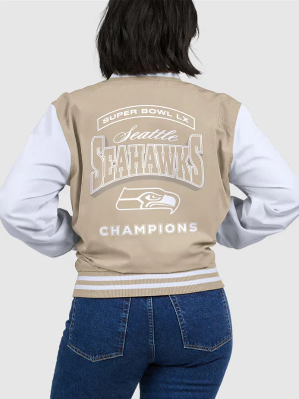 Seattle-Seahawks-Tan-Super-Bowl-LX-Champions-Tonal-Bomber-Jacket-Back