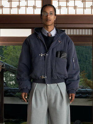 Shinzo Shige 15oz Canvas Clasp Bomber Jacket - Zing Apparels