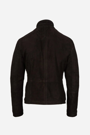 Side view of Craig suede blouson jacket modern style