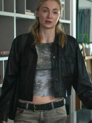 Sophie Turner Steal S01 Black Leather Jacket