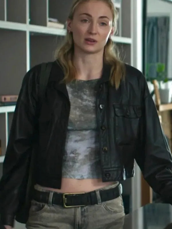 Sophie Turner Steal S01 Black Leather Jacket