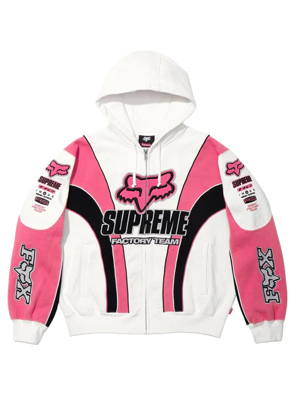 Supreme-Fox-Racing-Zip-Up-Hooded-Sweatshirt-White