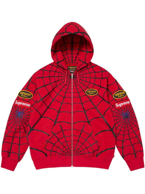Supreme-Spider-Man-zip-up-Hoodie-Red