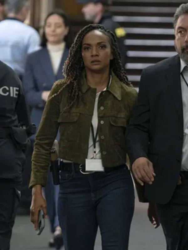 Nyla Harper The Rookie Green Suede Leather Jacket