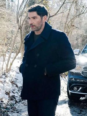 Tom Ellis CIA 2026 Black Peacoat
