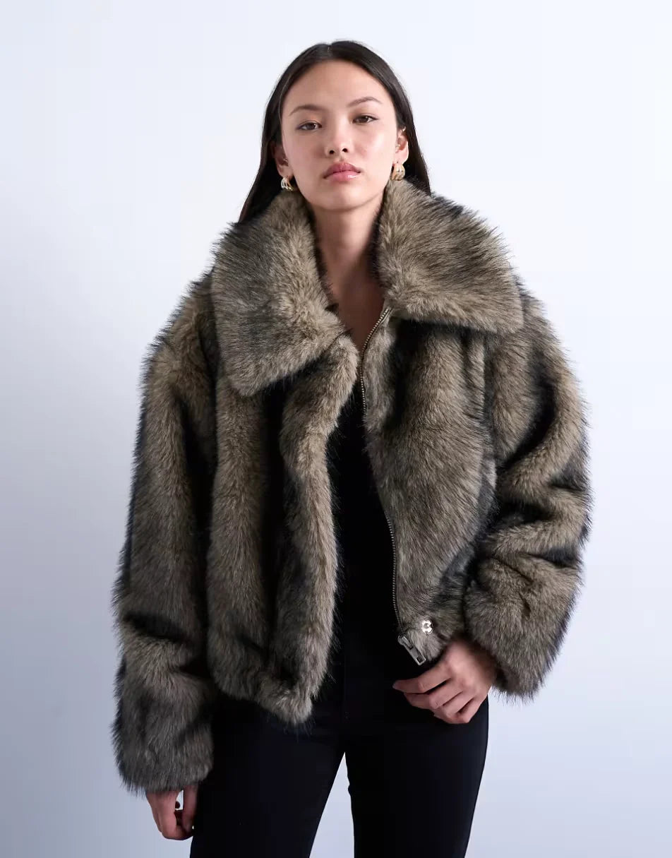 Topshop-Faux-Fur-Striped-Zip-Up-Bomber-Jacket