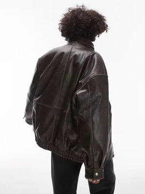 Topshop-Faux-Leather-Oversized-Brown-Bomber-Jacket-Back