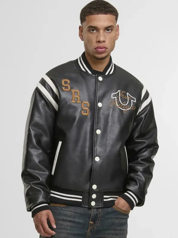 【激レア】極美品TRUE RELIGION レザージャケット True Religion Varsity Jacket Black - Zing Apparels