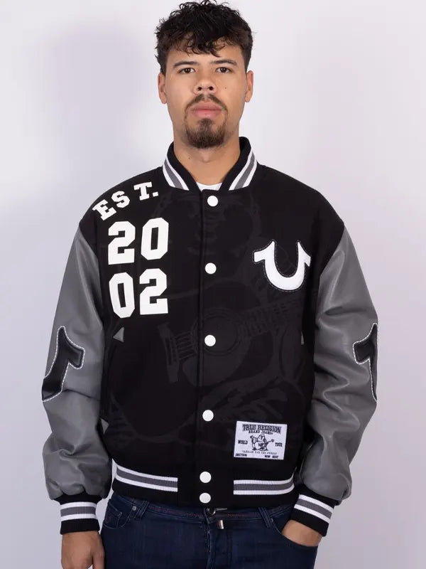 True Religion Varsity Jacket Black - Zing Apparels