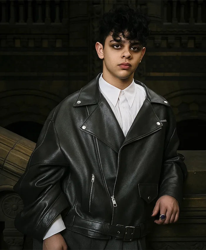 Wednesday S02 Isaac Ordonez Black Leather Jacket