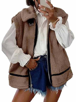 Wild Vacation Rentals 2026 Sherry Cola Fuzzy Vest