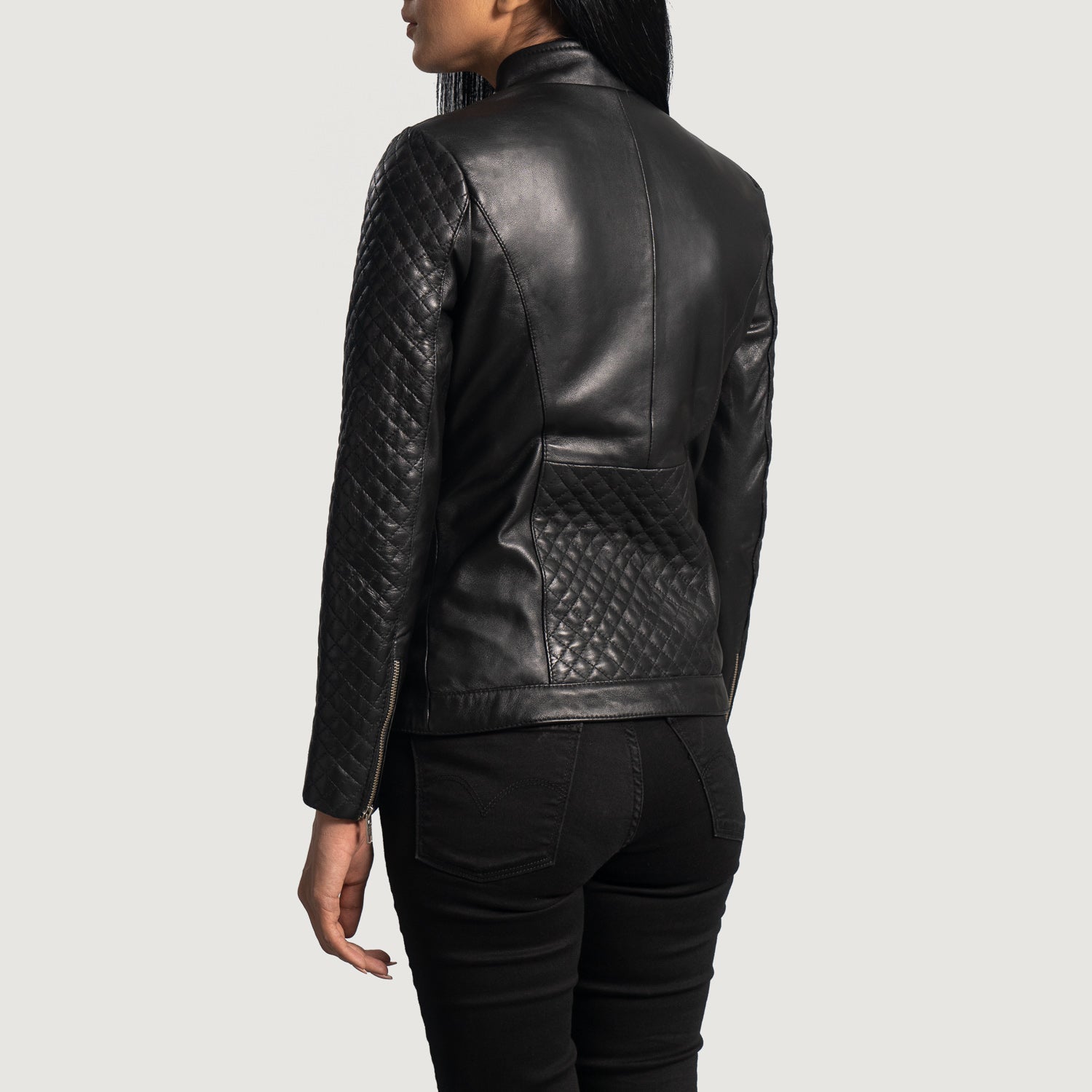 Biker Quilted Leather Jacket Women, Black Zing Apparel