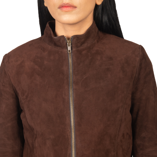 Rumella Mocha Suede Jacket Women, Brown Zing Apparel