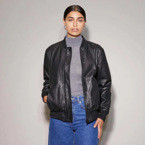 Women’s leather bomber jacket