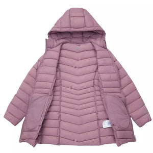 Women’s long travel puffer jacket