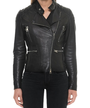 Sheep Padded Leather Biker Jacket Women Zing Apparel