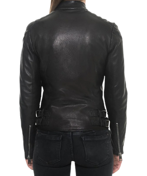Sheep Padded Leather Biker Jacket Women Zing Apparel